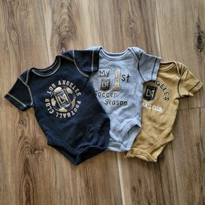 MLS LAFC Baby Onesies Set Of 3 - Black, Gray, Gold, 0-3 Months
